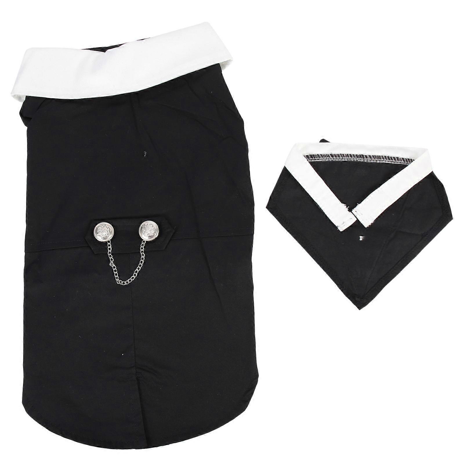 Black Tuxedo Suit For Dogs Ideal For Halloween And New Year's Eve With Formal Style 1Pack