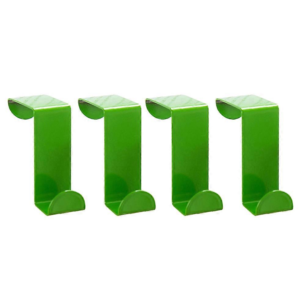 4 Pcs Stainless Steel Door Back Style Coat Hooks Multi function Door Back Hooks Family Clothing Key Hanger (Green)