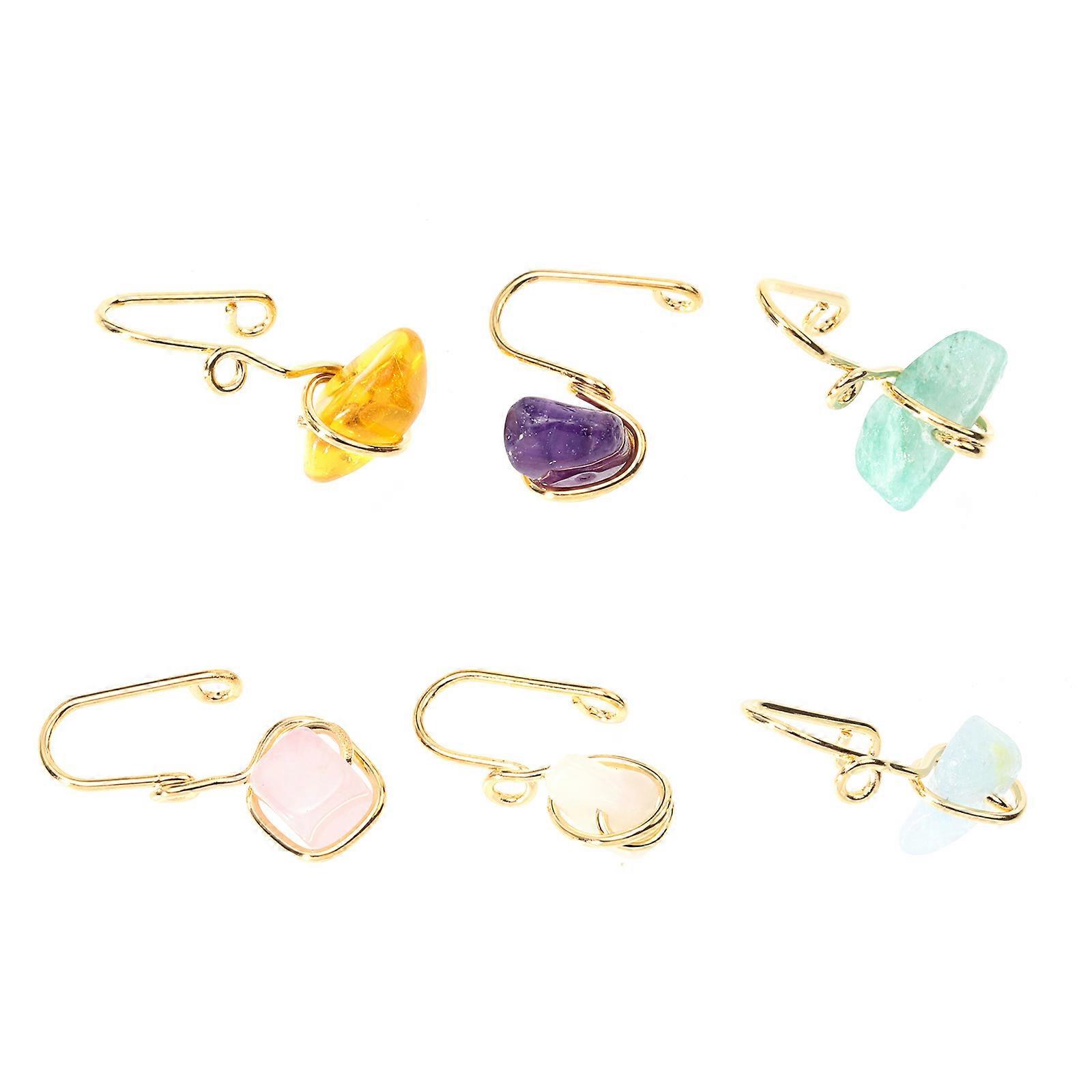 6Pcs African Style Clip On Nose Rings for All Kinds of People Adornment in Assorted Color
