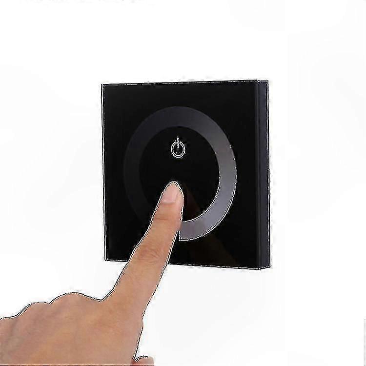 LED Dimmer Switch, 12V-24V Touch Panel Controller for Monochrome Strip Lights, Wall-Mount Adjustable Brightness, Black