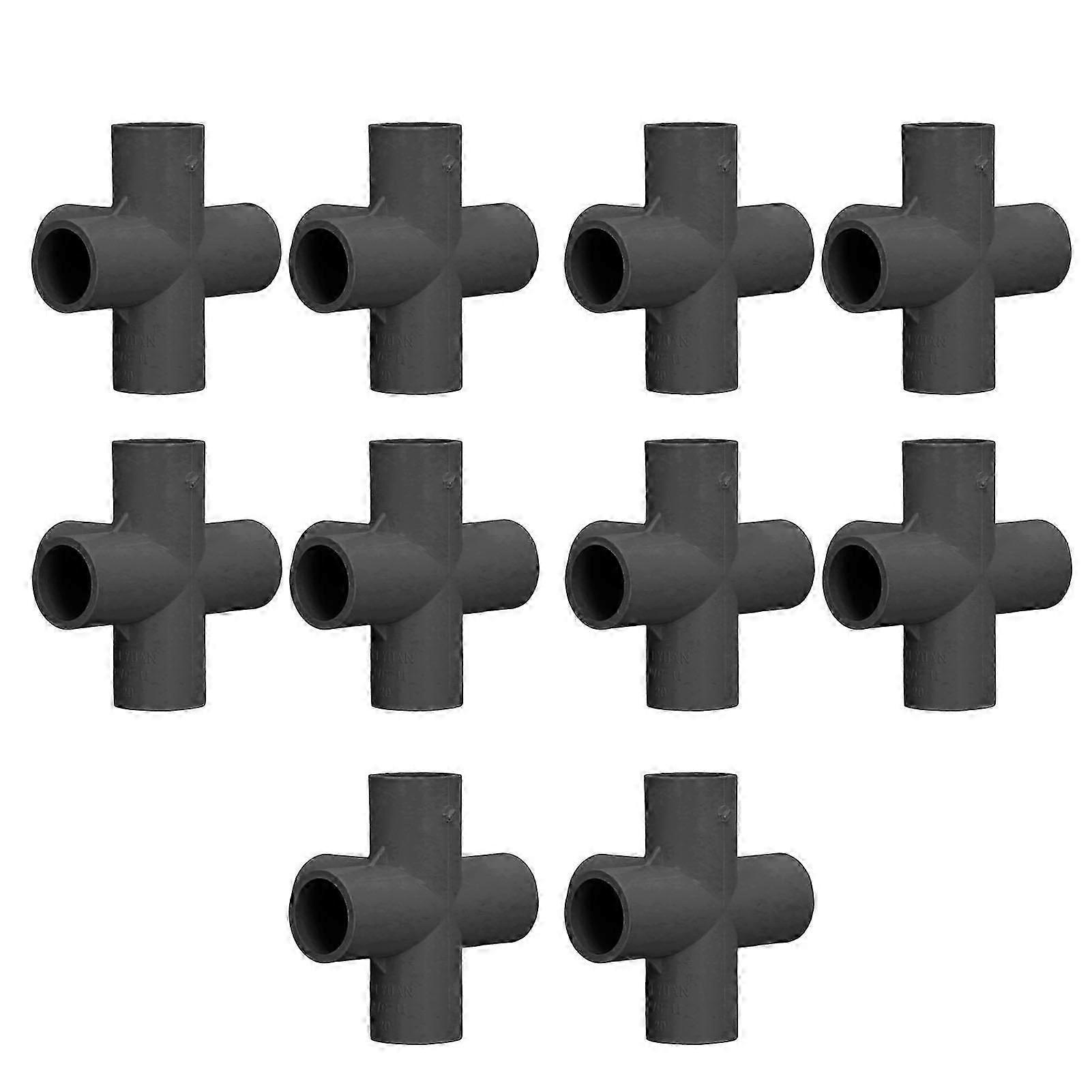 10 Pcs PVC Pipe Fitting 20mm 5 Way Right Angle 3 Dimensional Elbow Pipe Connector for Furniture Black