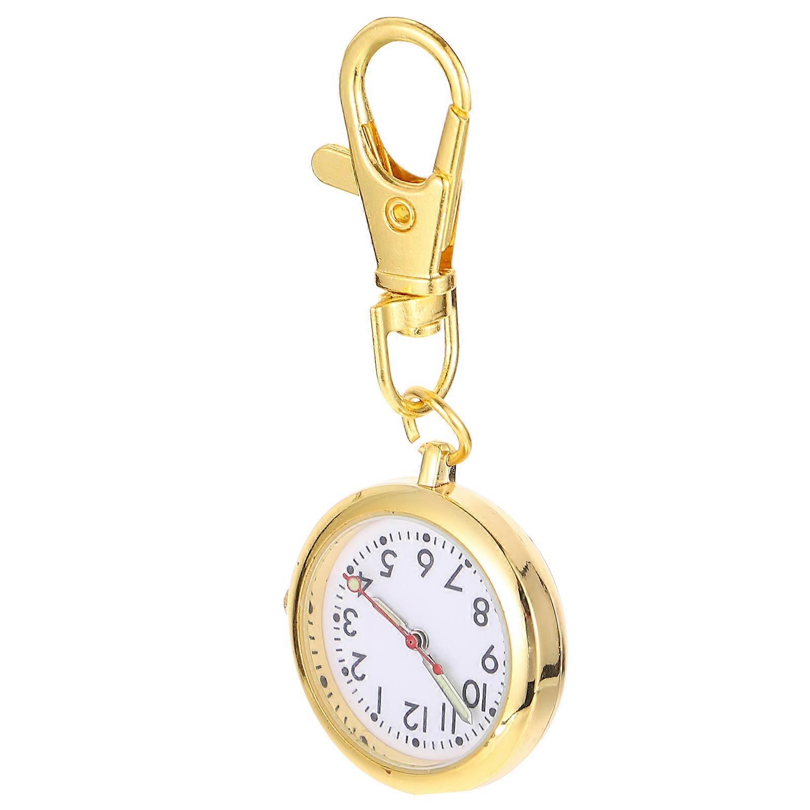 Golden Alloy Nurse Watch with Key Buckle for Decoration and Travel 1.5 inches