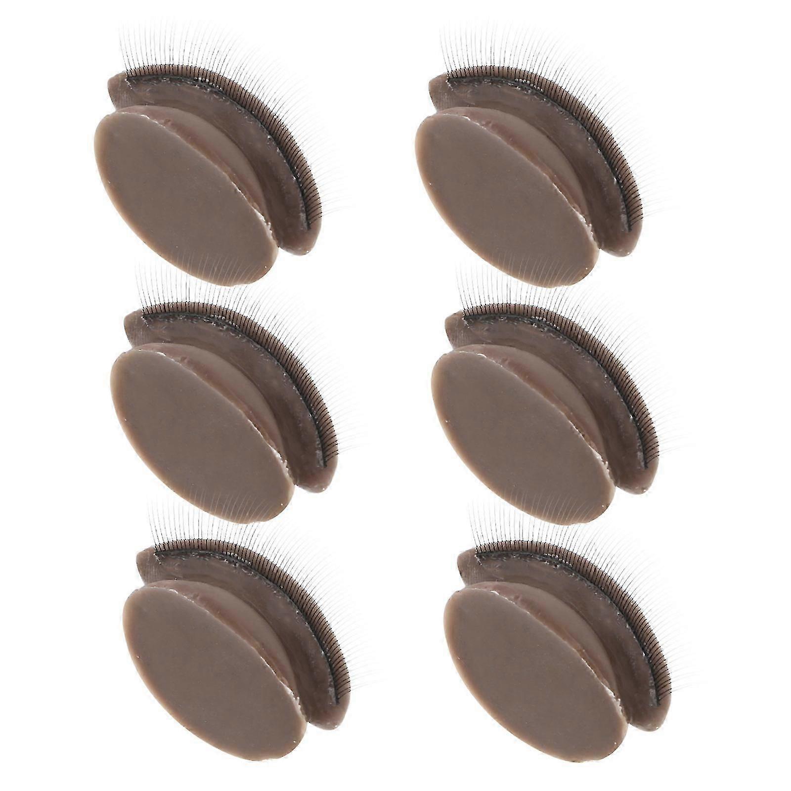 Lash Practice Mannequin Eyelids for Eyelash Extension Training Removable Realistic Design Coffee 3.00X1.50X1.00CM 6Pcs