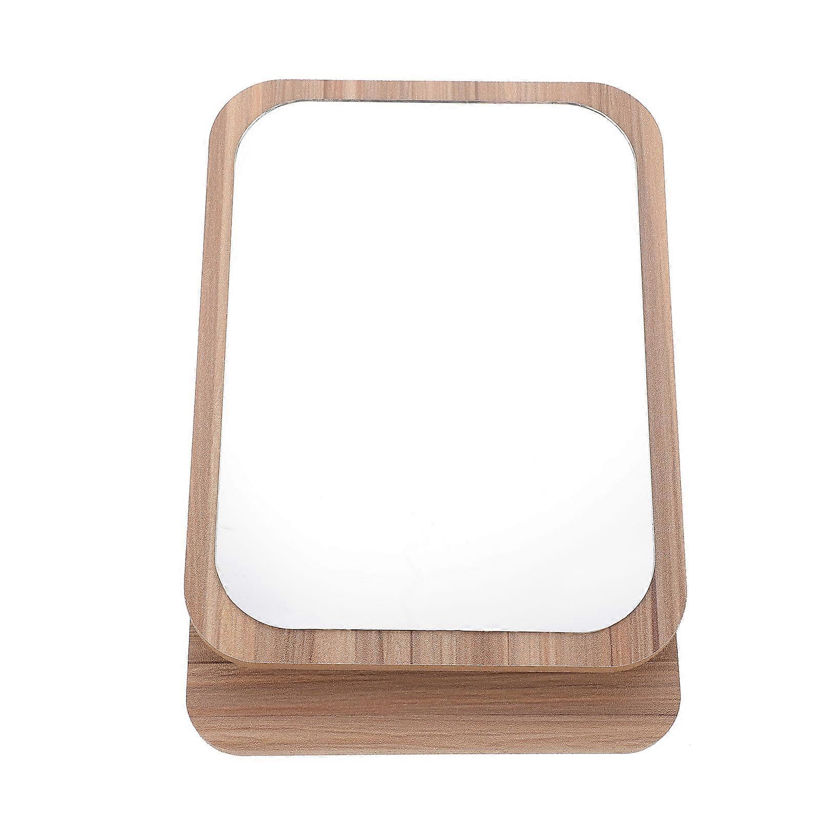 Portable Desktop Mirror with Smooth HighDefinition Surface for Home Use Brown Synthetic Material