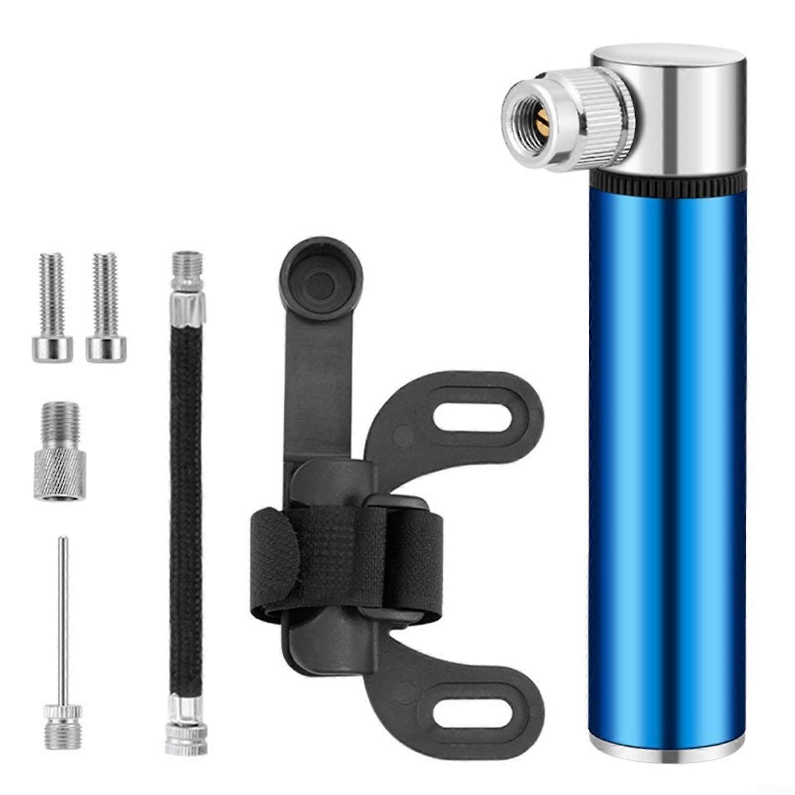 Bicycle Pump Aluminum Alloy Mini Portable For All Valves 120 PSI Blue
