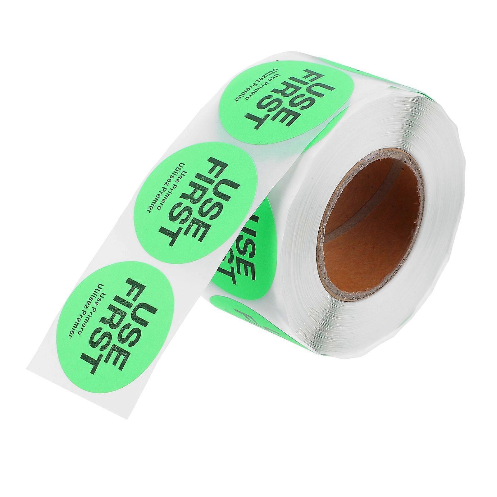 1 Roll Use First Stickers For Food Service Round Inventory Control Labels Removable Dots Stickers For Restaurant Supplies Light Green