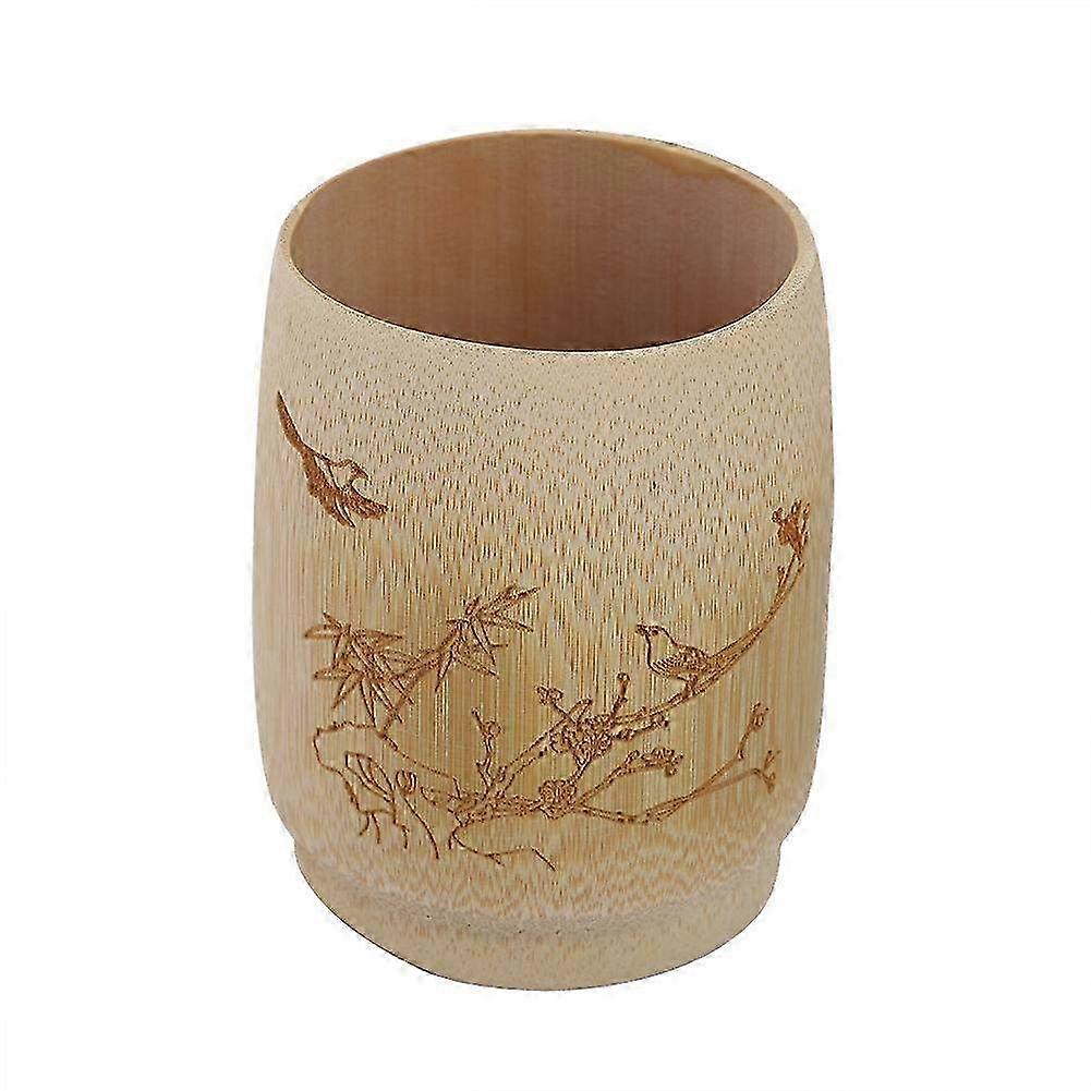 Natural Bamboo Charcoal Beer Round Cup - Eco-Friendly Bamboo Wine & Tea Mug with Bottom Design (Magpie Style)