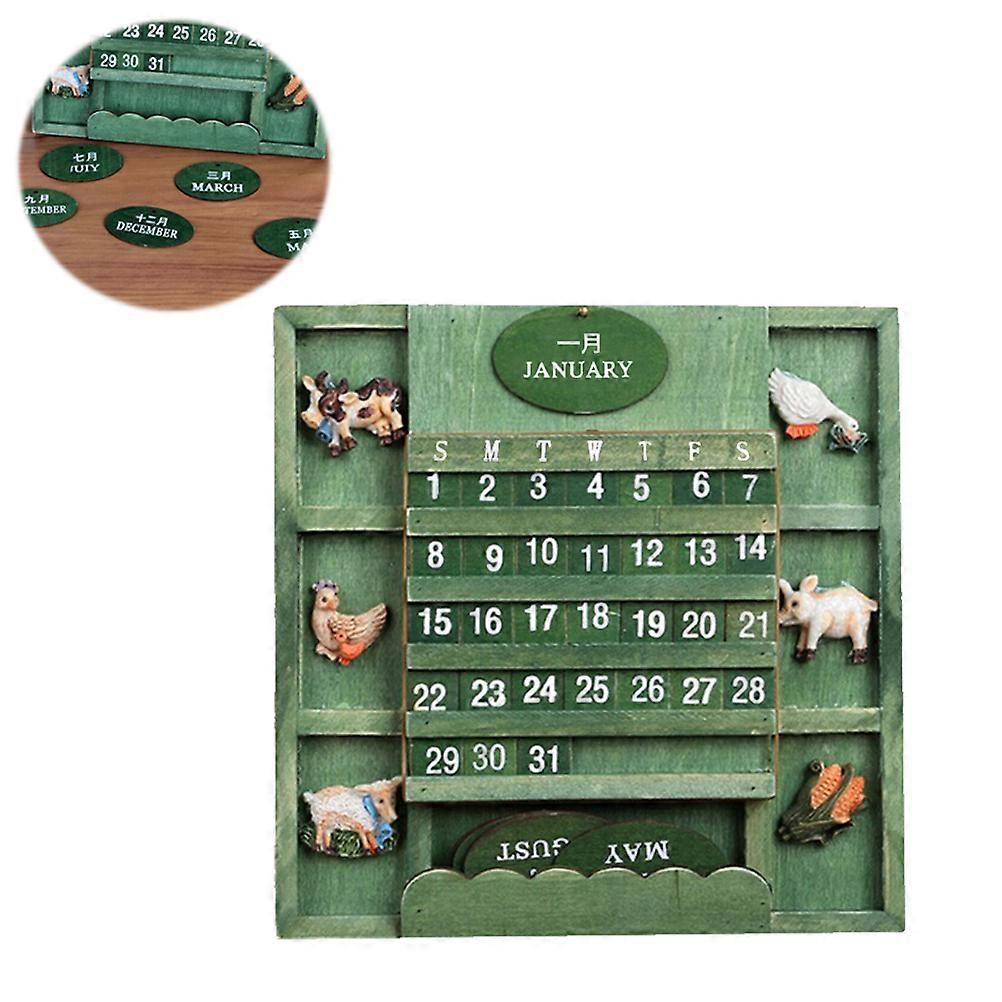 Wooden Perpetual Calendar for Home Decor Multi Color Desktop and Wall Use 7 Days