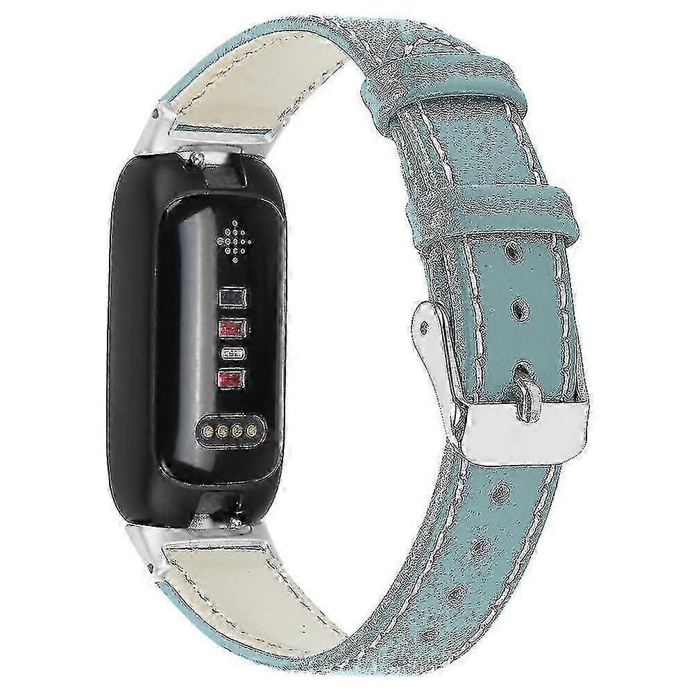 For Fitbit Inspire 3 Replacement Watch Strap Stitching Lines Top Layer Genuine Leather Wrist Band - Style A