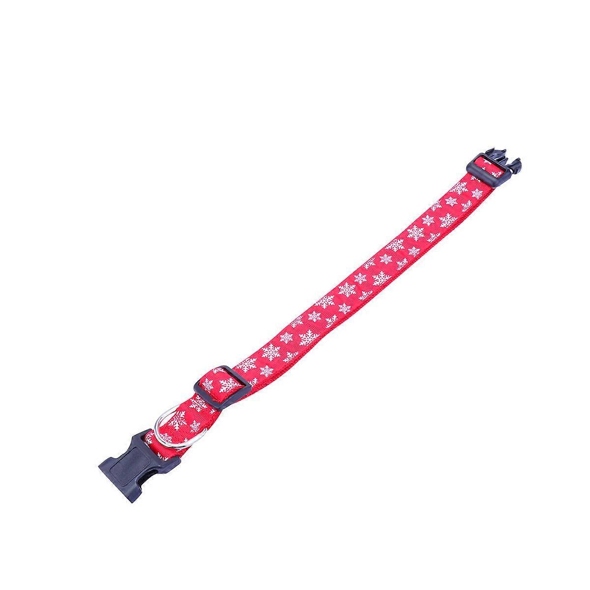 Christmas Snow Pattern Pet Collar Nylon Accessory For Dog Puppy XL Size Red 1Pcs