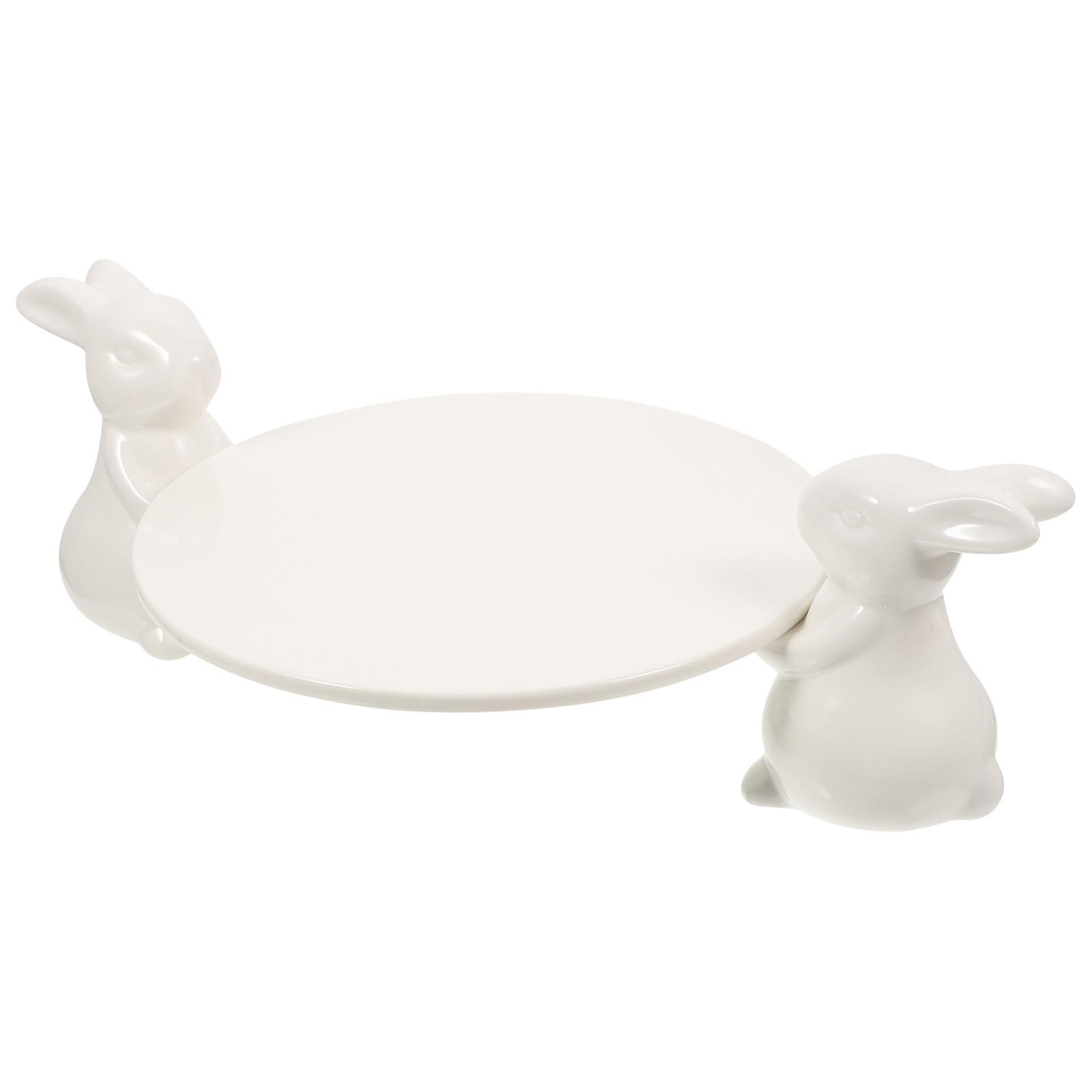 Bunny Serving Tray For Parties 19x19cm Ceramic Food Display Convenient Serving 1 Set