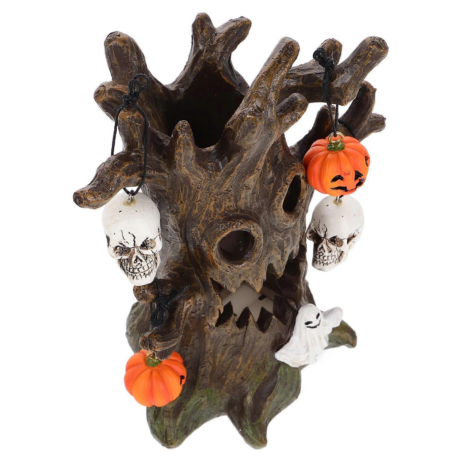 Halloween Skull Light Pumpkin Figurine Indoor Decor For Home Party Mood Setting 1Set