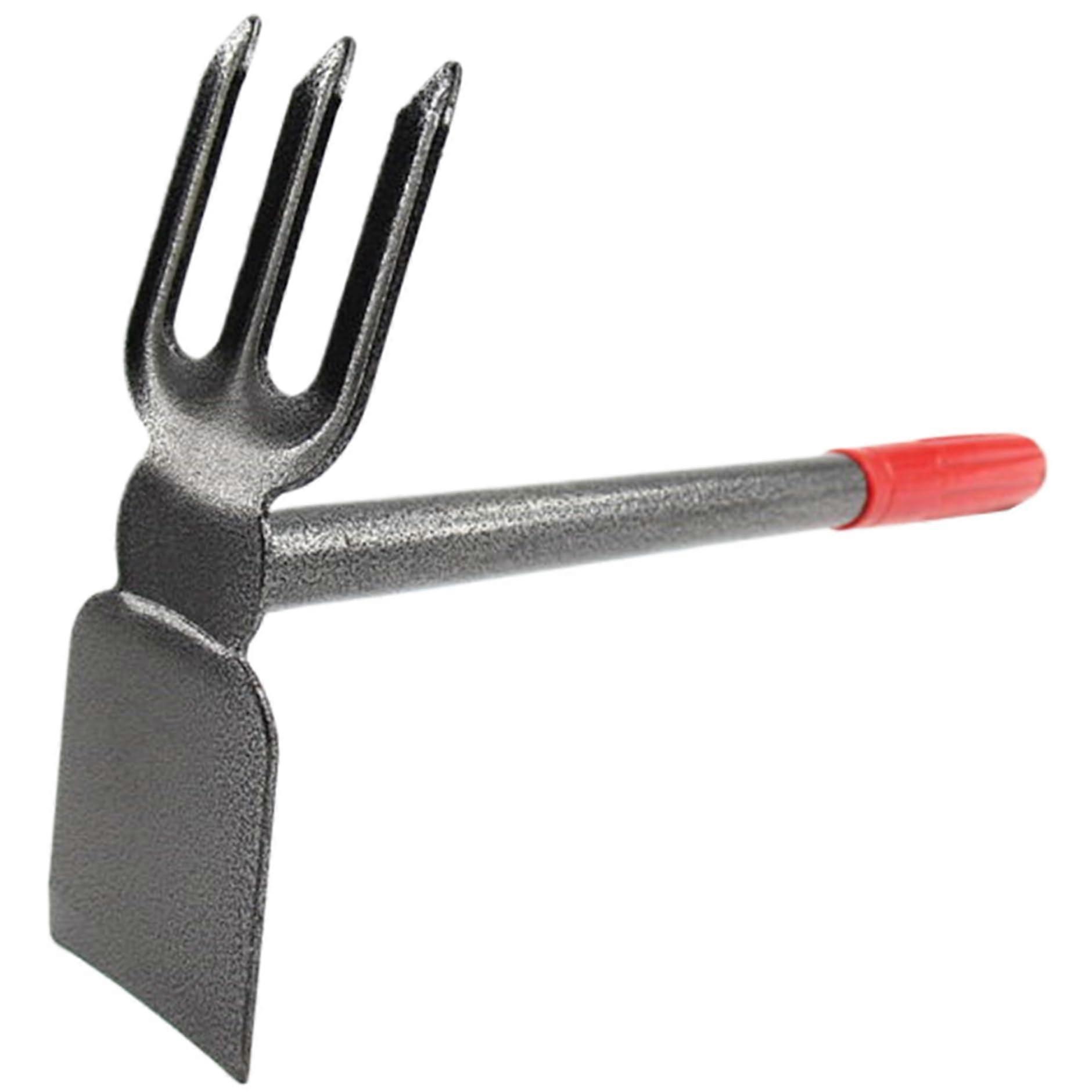 Doubleheaded weeding tool with nonslip grip, rustresistant head for gardening, backyard, farm