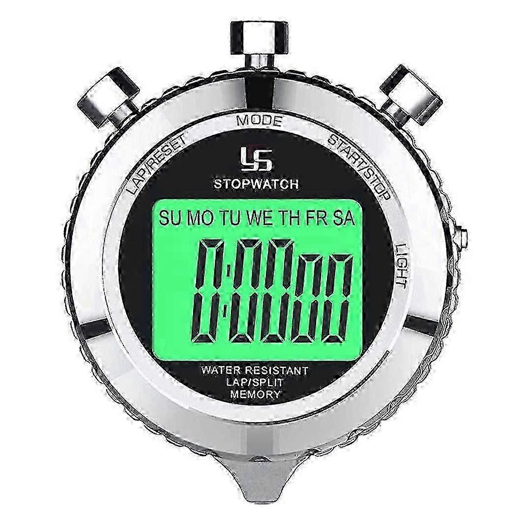 Digital Stopwatch Timer Metal Stop Watch with Backlight, 2 Lap Stopwatch Timer compatible with Sports Competit