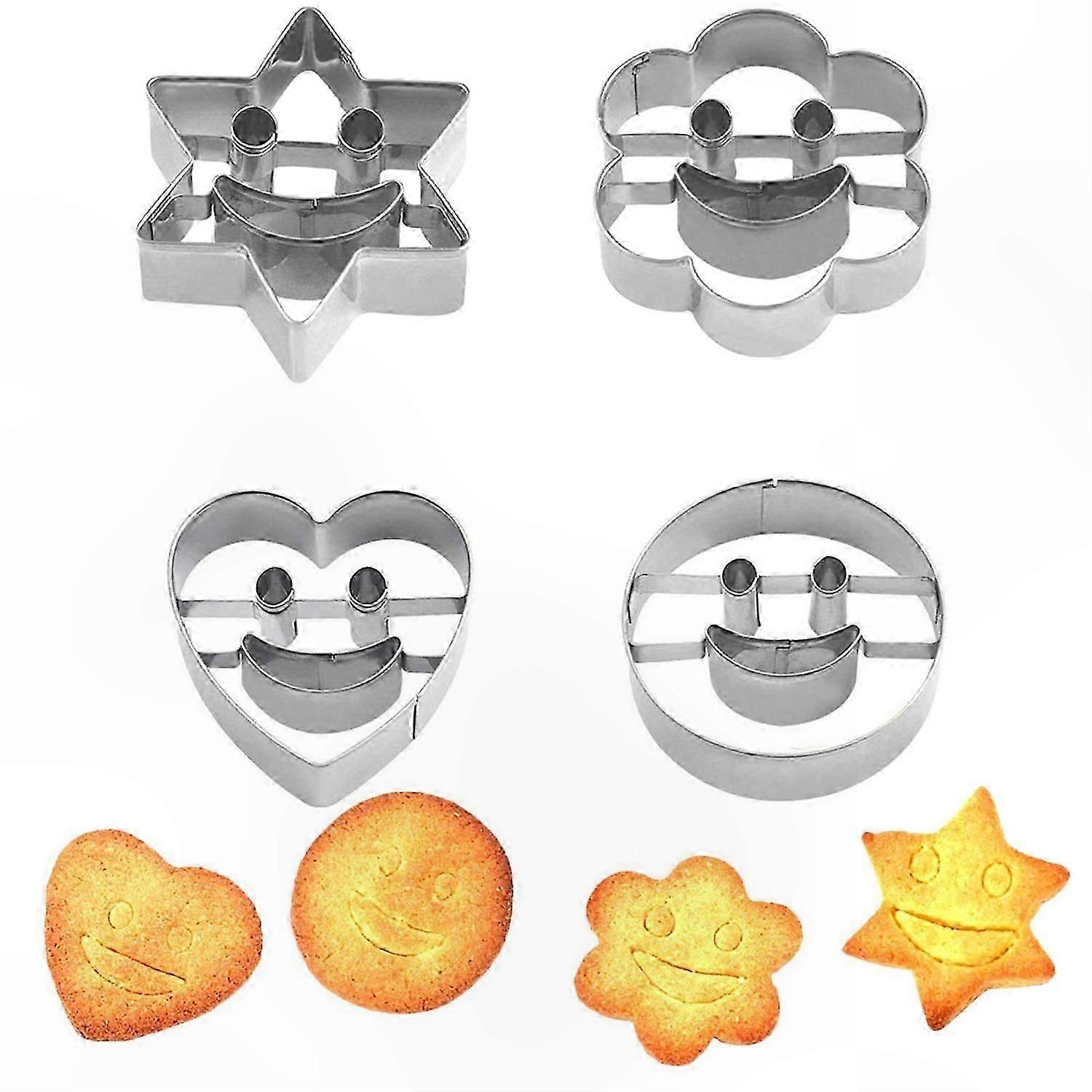 4-Piece Stainless Steel Cookie Cutter Set, Durable Baking Tools for Kitchen Use