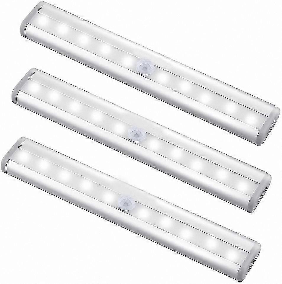 LED Motion Sensor Light Bar, 3 Pack Wireless Closet Lamp with 10 LEDs
