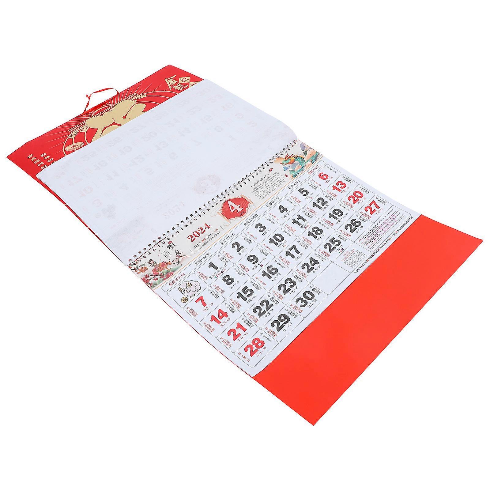 Chinese Style Hanging Calendar Household Monthly Calendar Family Use Paper Multi Display Lunar Date 1Pack