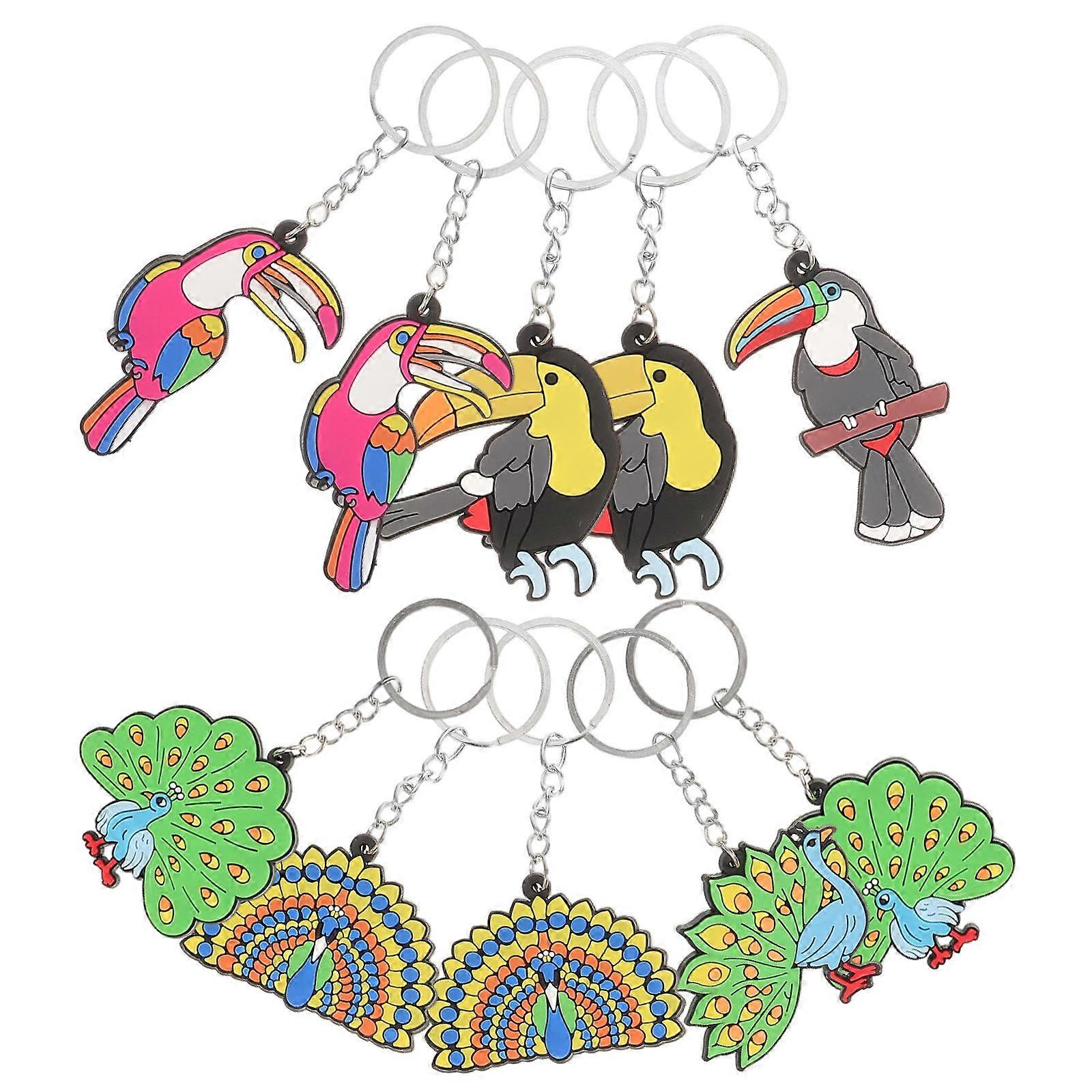 Animal Keychain Pendant Large Mouth Bird for Decor 10Pcs Assorted Color Pack