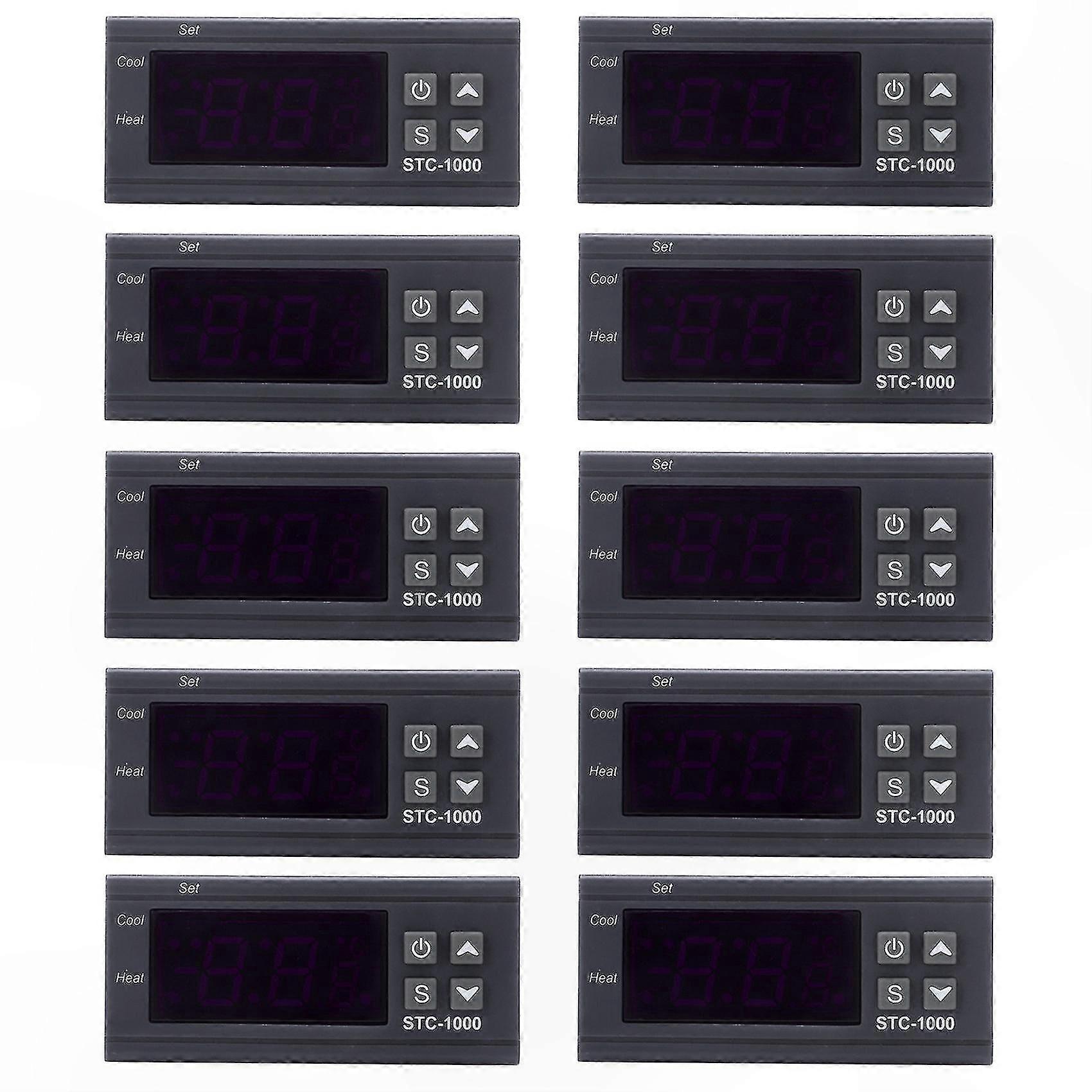 Digital Temperature Controller with Sensor Probe, 10-Pack, 220V Thermostat Regulator for Temperature Management