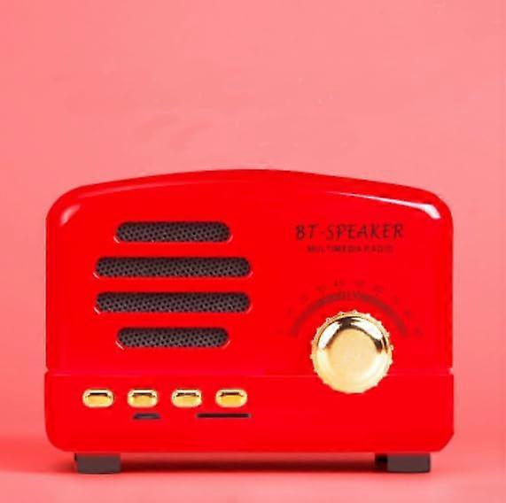 Portable Radio Retro Bluetooth Speaker With TF Card FM Radio And Wireless Charging Retro Knob Design Red