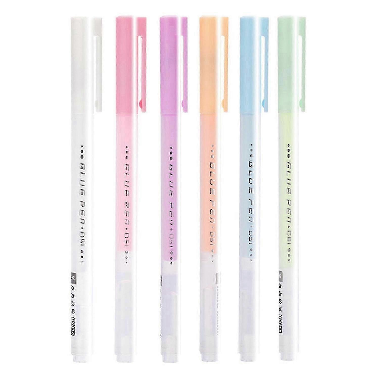 Rapid-Curing 6-Piece Glue Pen for Students & School Use, Portable Plastic Shell with Quick-Dry Liquid Glue Stick