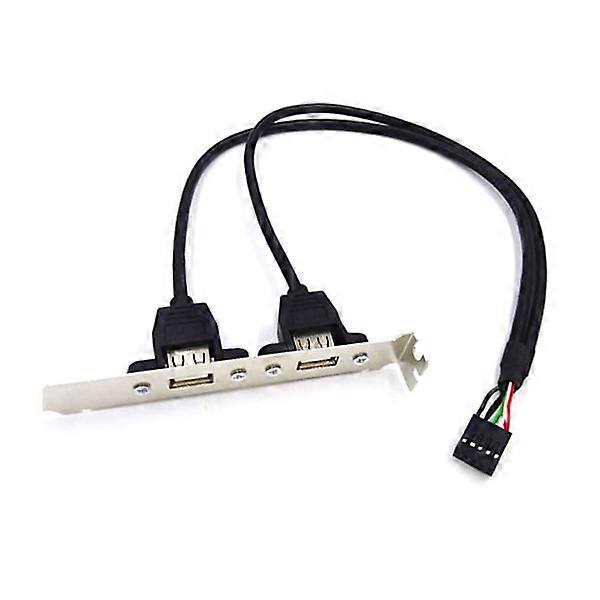 9-pin to Dual USB2.0 Baffle Extension PCI Cable High Speed 2x USB 2.0 Back Panel Expansion Bracket for PC Motherboard