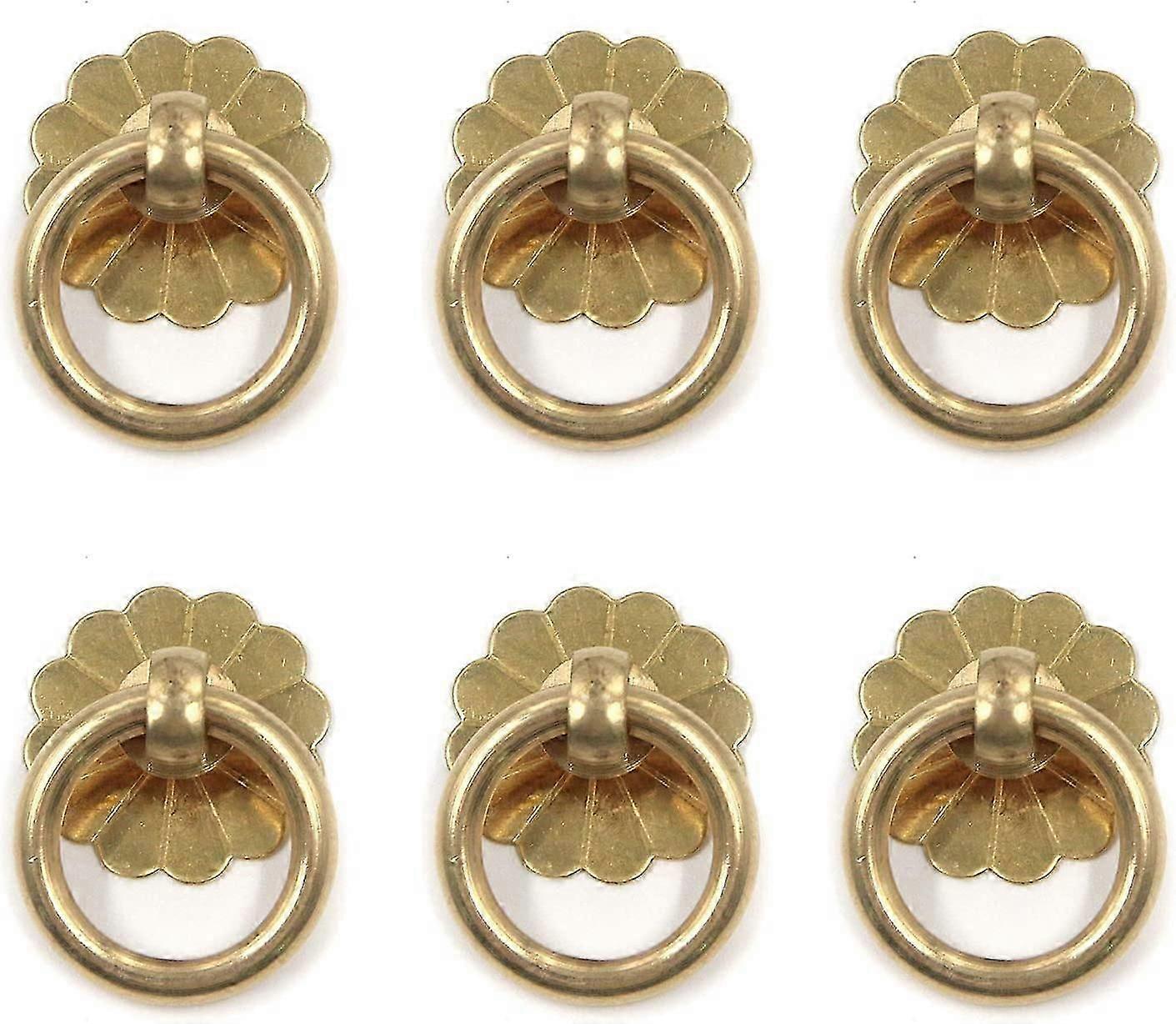6 Pack Brass Ring Pulls Antique Pulls Cabinet Knobs Drawer Pulls