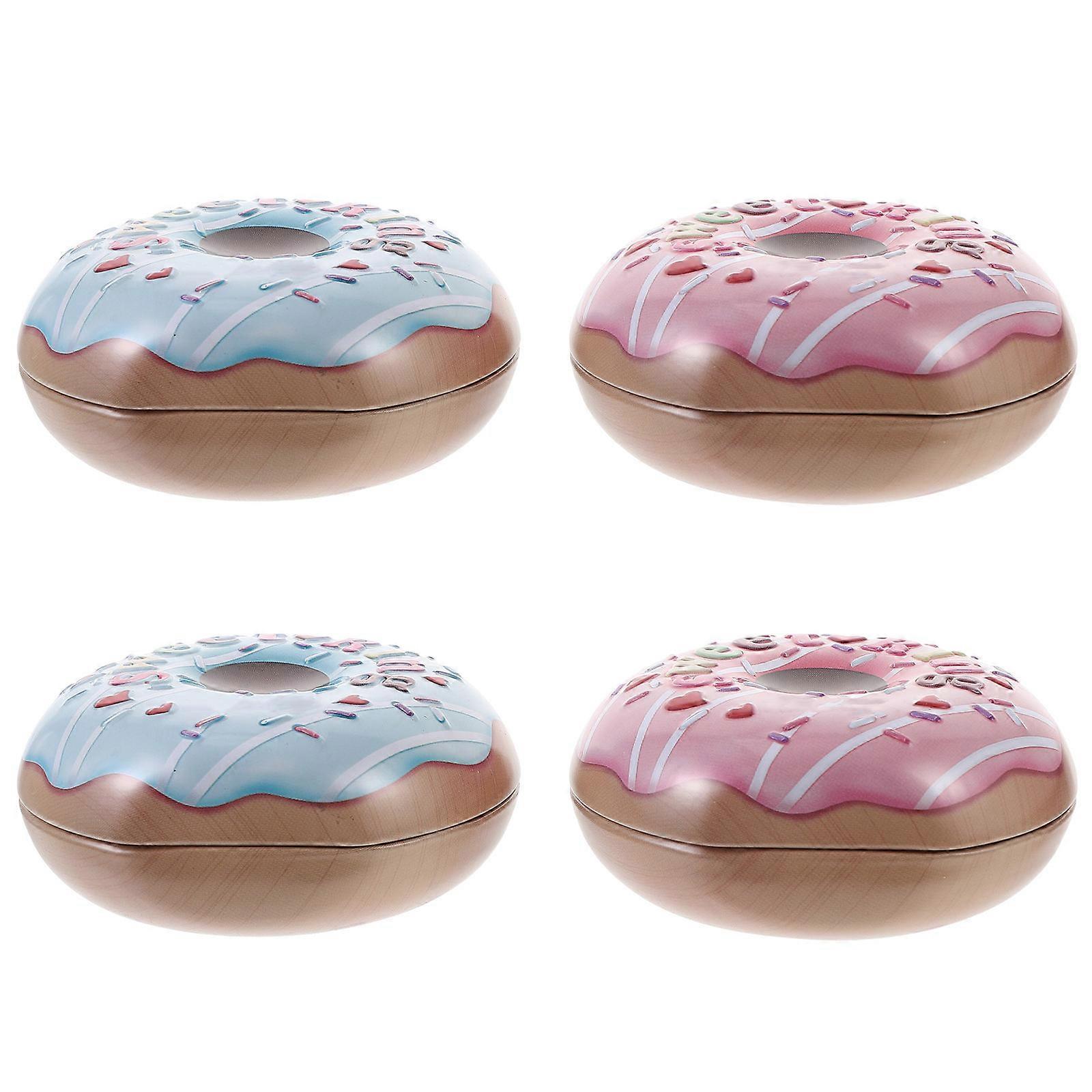 Sugar Candy Box Donut Tinplate for Wrapping 4Pcs Wedding Gift Package