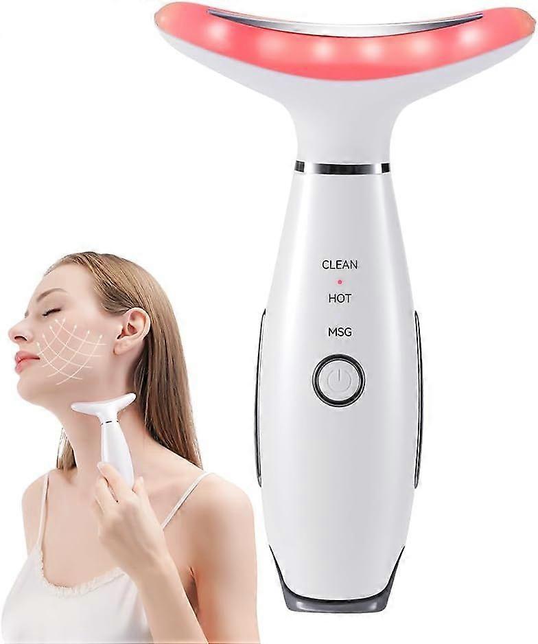 Neck Face Massager, Facial Massager for Double Chin, 3 Modes, Face Sculpting Tool with Vibration - White