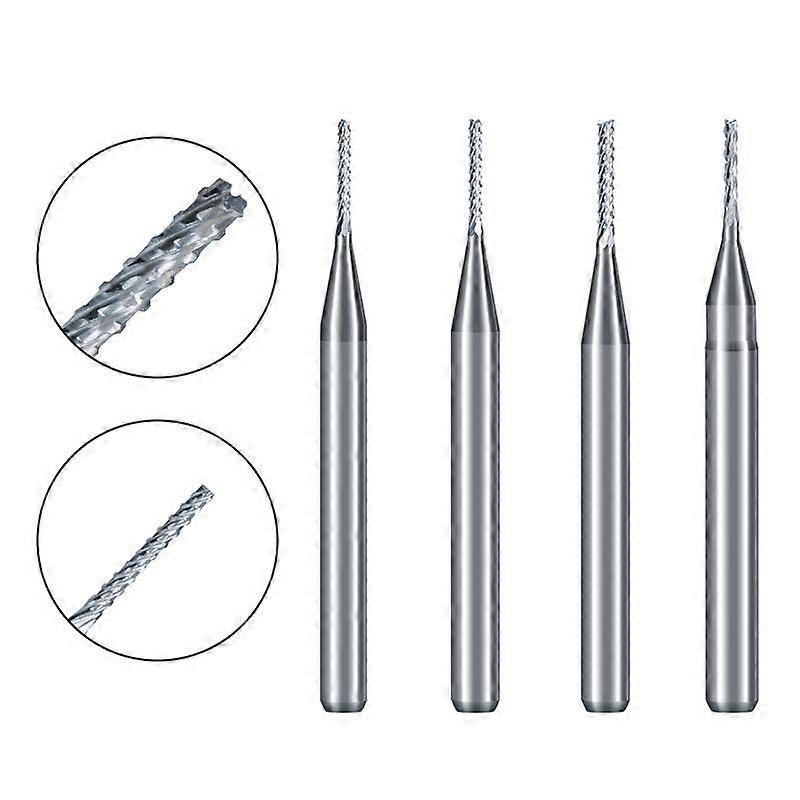 10pcs End Mill Engraving Bits: 0.8mm Tungsten Steel Cnc Router Bits Precision Pcb Milling Cutters With 1/8" Shank For Wood Metal And Plastic