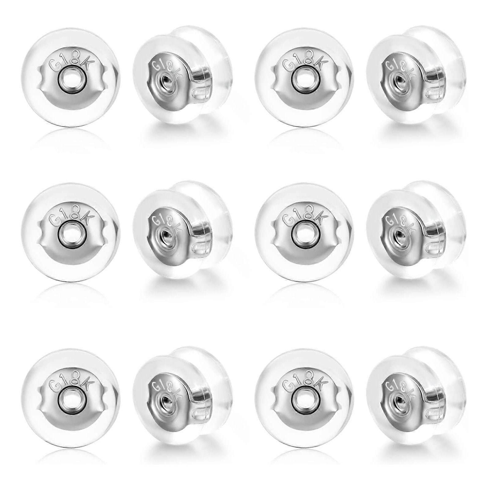 12pcs Locking Secure Earring Backs for Studs, Silicone Earring Backs Gold Silve