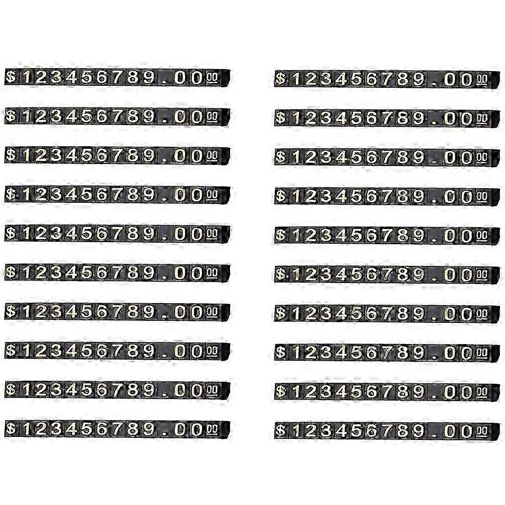 20 Sets Price Display Square Adjustable Price Tag for Price Display Counter Stand Number Letter Dollar Price Block Kit S