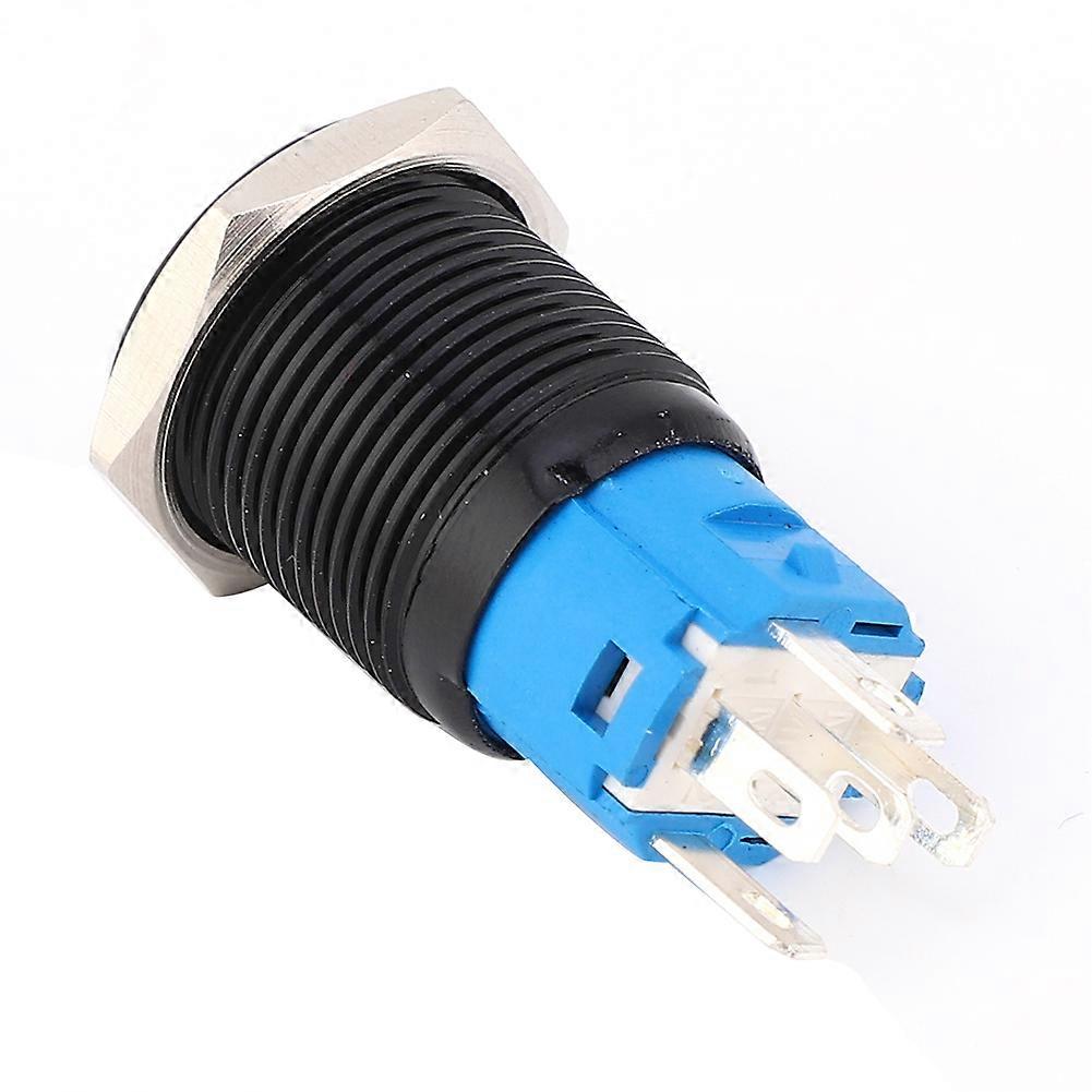 2PCS 16mm Black Metal Self-Locking Switch IP65 LED 12VDC