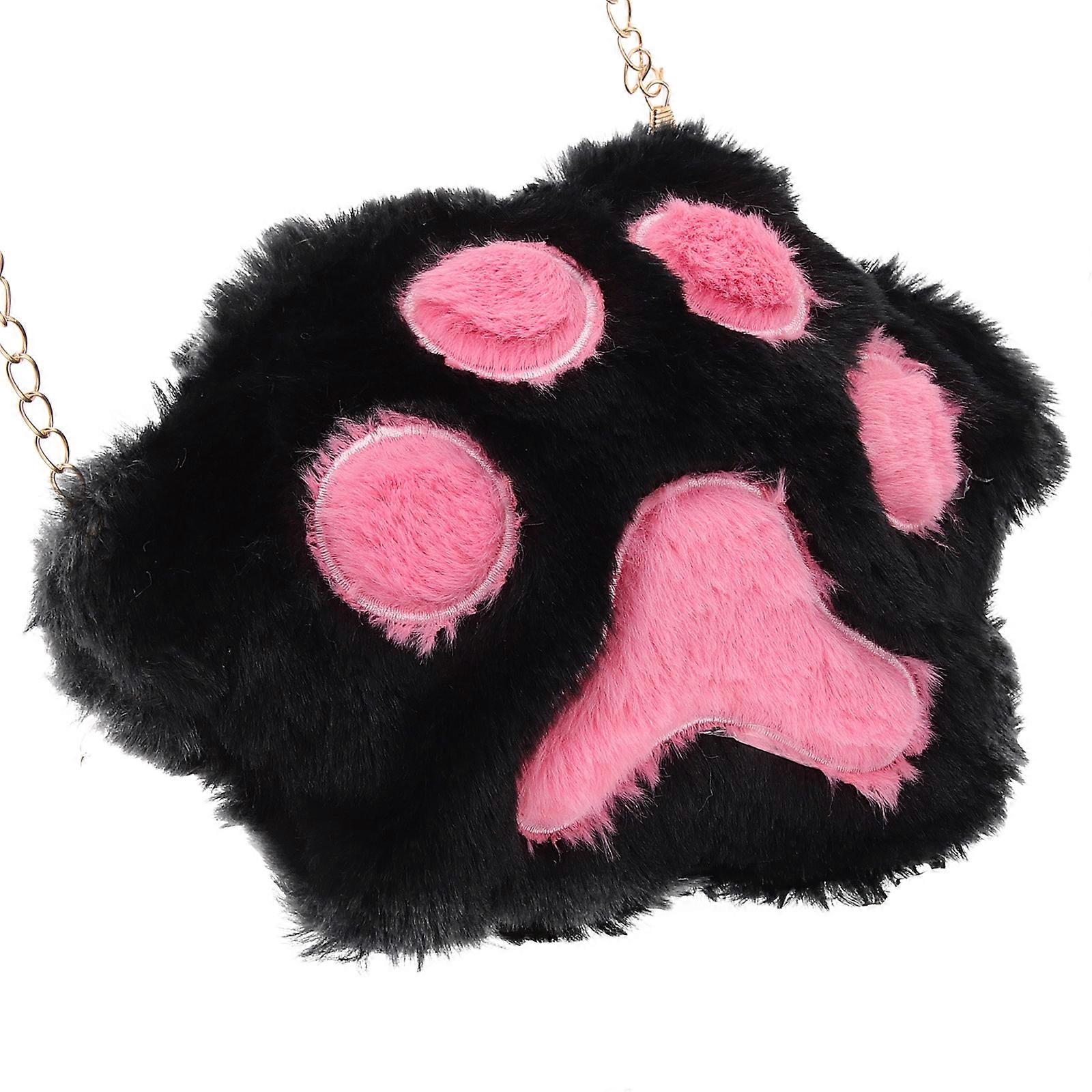 Cute Cat Paw Shoulder Bag for Storage Use 3Pcs Portable Fluffy Crossbody Purse