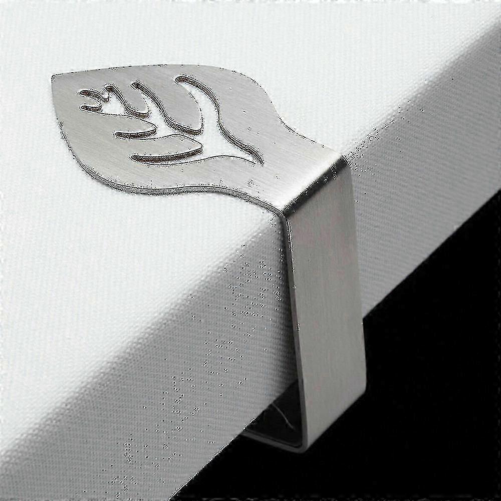 Pince à nappe en acier inoxydable en forme de feuille