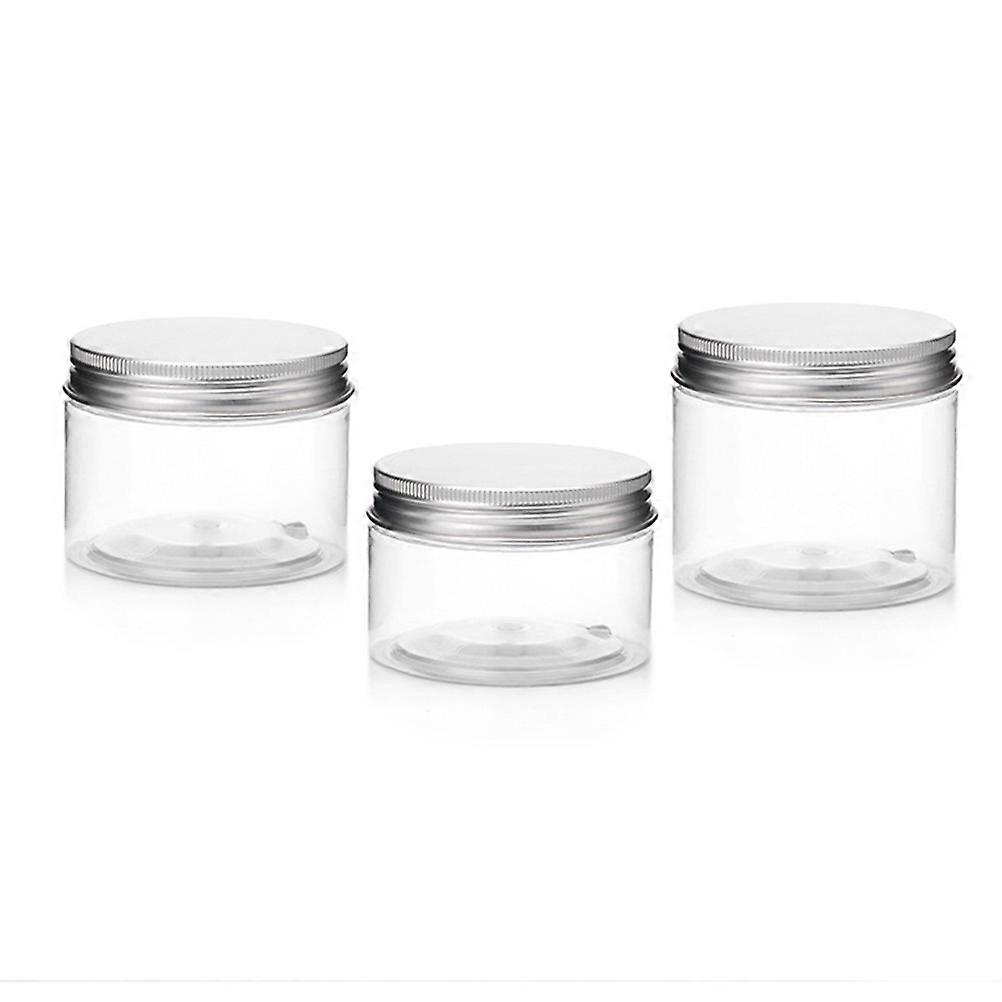 Cream Container Plastic Jars for Travel and Home Use in Silver Color with Labeling Function 3Pcs