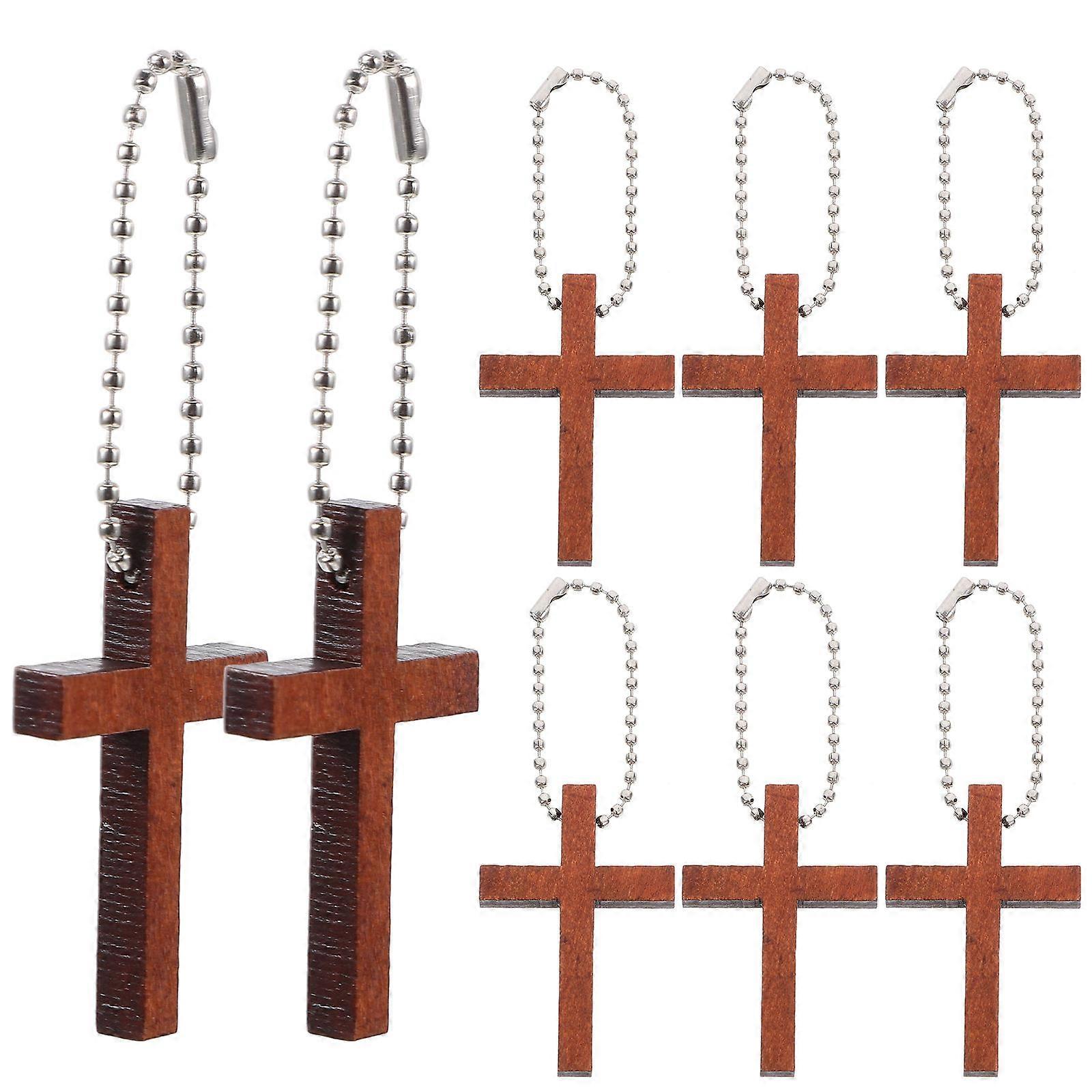 100Pcs Wood Cross Charms for Keychains with Mini Cross Pendant Decorations