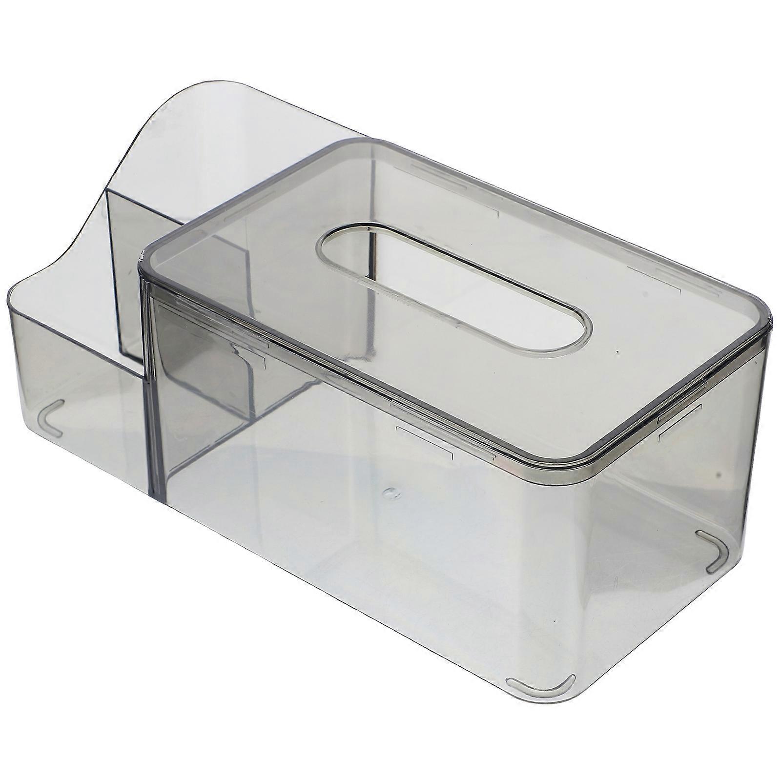 Grey Tissue Box Holder for Bathroom Use with Rectangular Napkin Dispenser