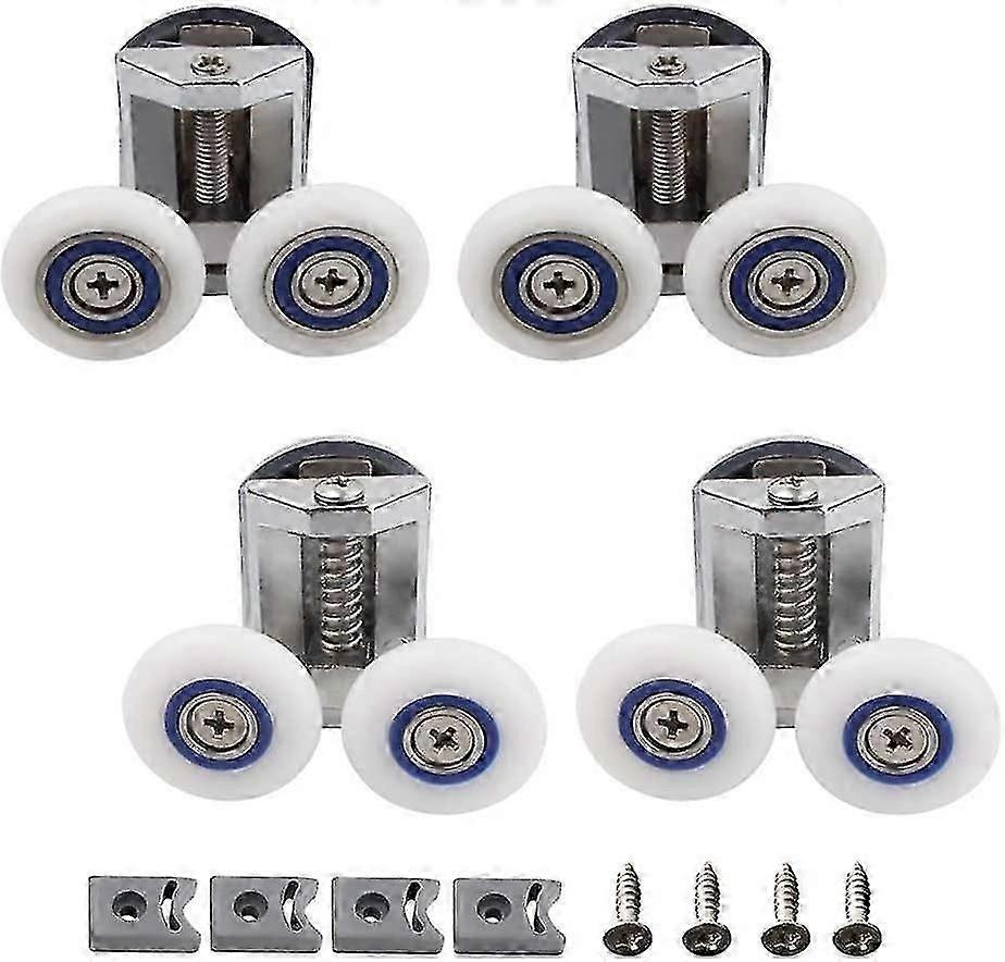4 Pack Shower Door Rollers 2 Upper & Lower Pulley 26mm Zinc Alloy Shower Door Replacement Kit (2 Top + 2 Knob)