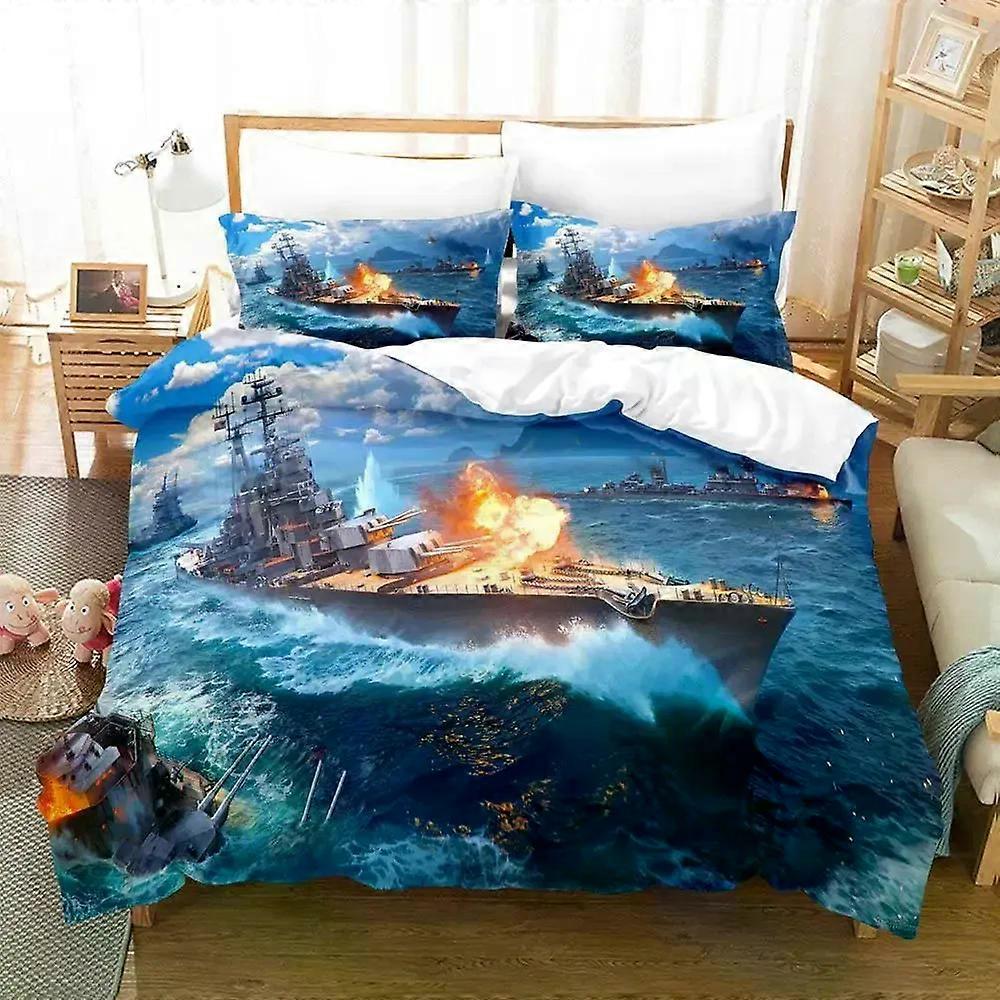 PIN1956 3D-utskrift Spel World of Warships Sängkläder Påslakan Påslakan Påslakan Örngott Täcke King Queen Size Pojkar Vuxen