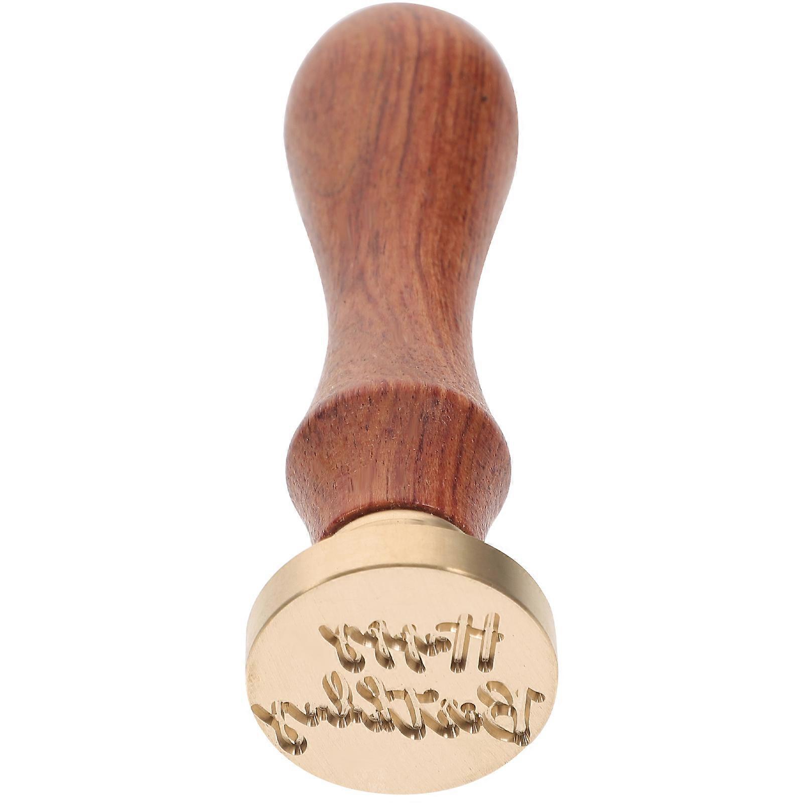 Wax Seal Copper Head for DIY Use 4Sets with Light Brown Handle