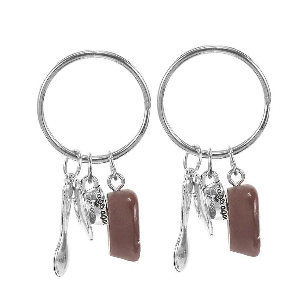 Mini Coffee Cup Keychain with Coffee Bean Charm for Key Use 2Pcs Set
