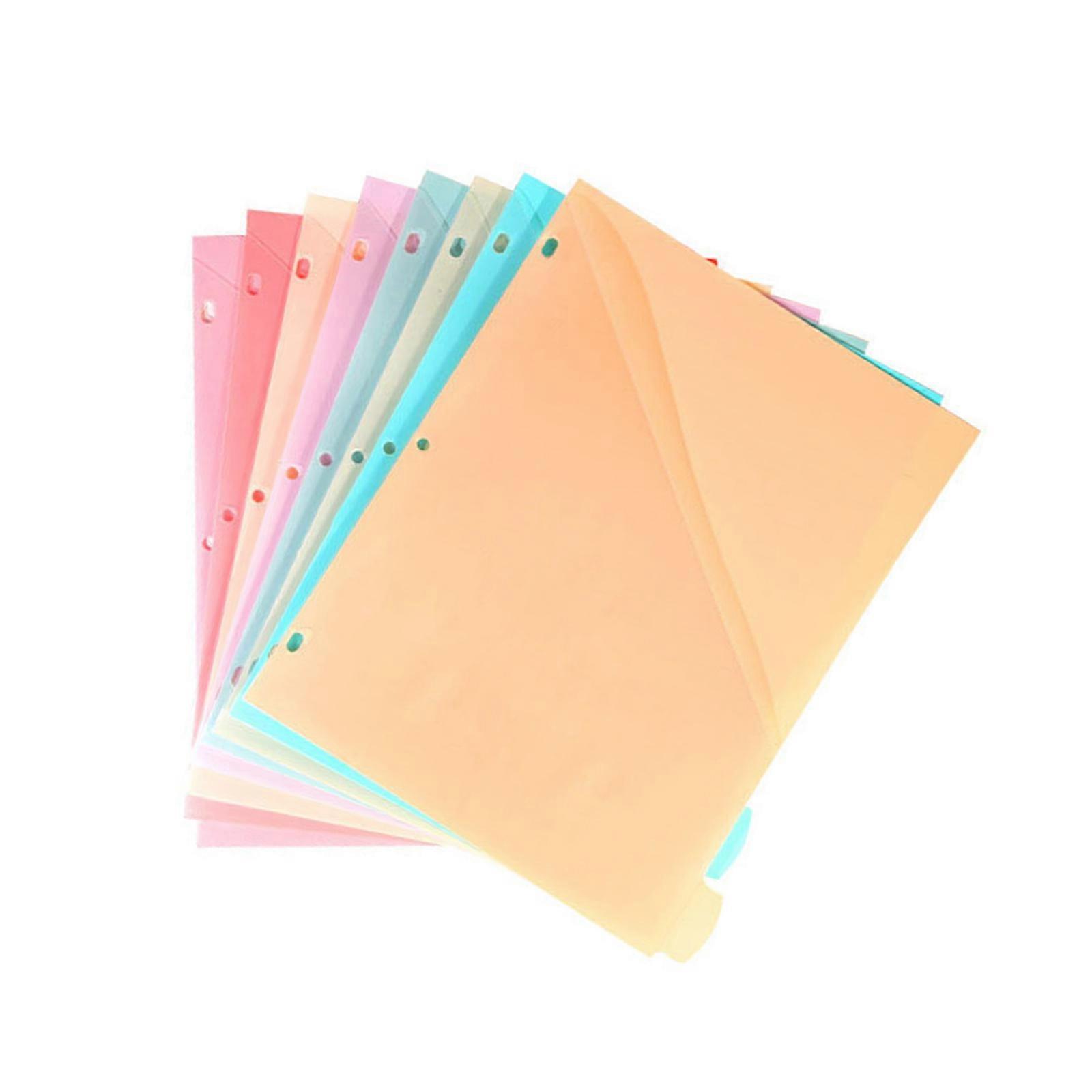 8Pcs Color Coding Index Sheets Sturdy PP Materials 3 Holes Compatibility for Planners Filing Systems Multicolor