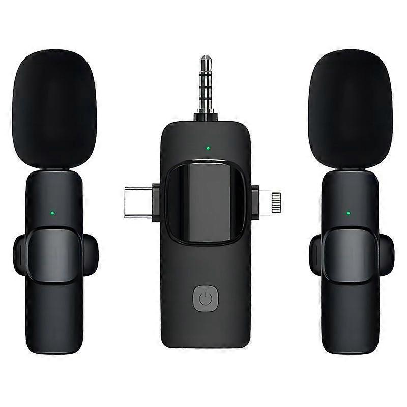 3 in 1 Wireless Lavalier Microphones for iPhone / Android