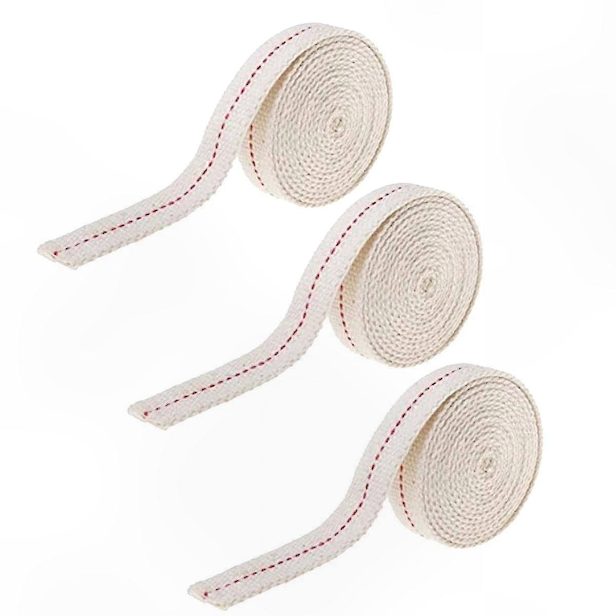 3 Rolls of 39.3ft Long 2cm Wide Cotton Lamp Wick for Retro Oil Lamps Replaceable and Cuttable Core for Lanterns and Lighting