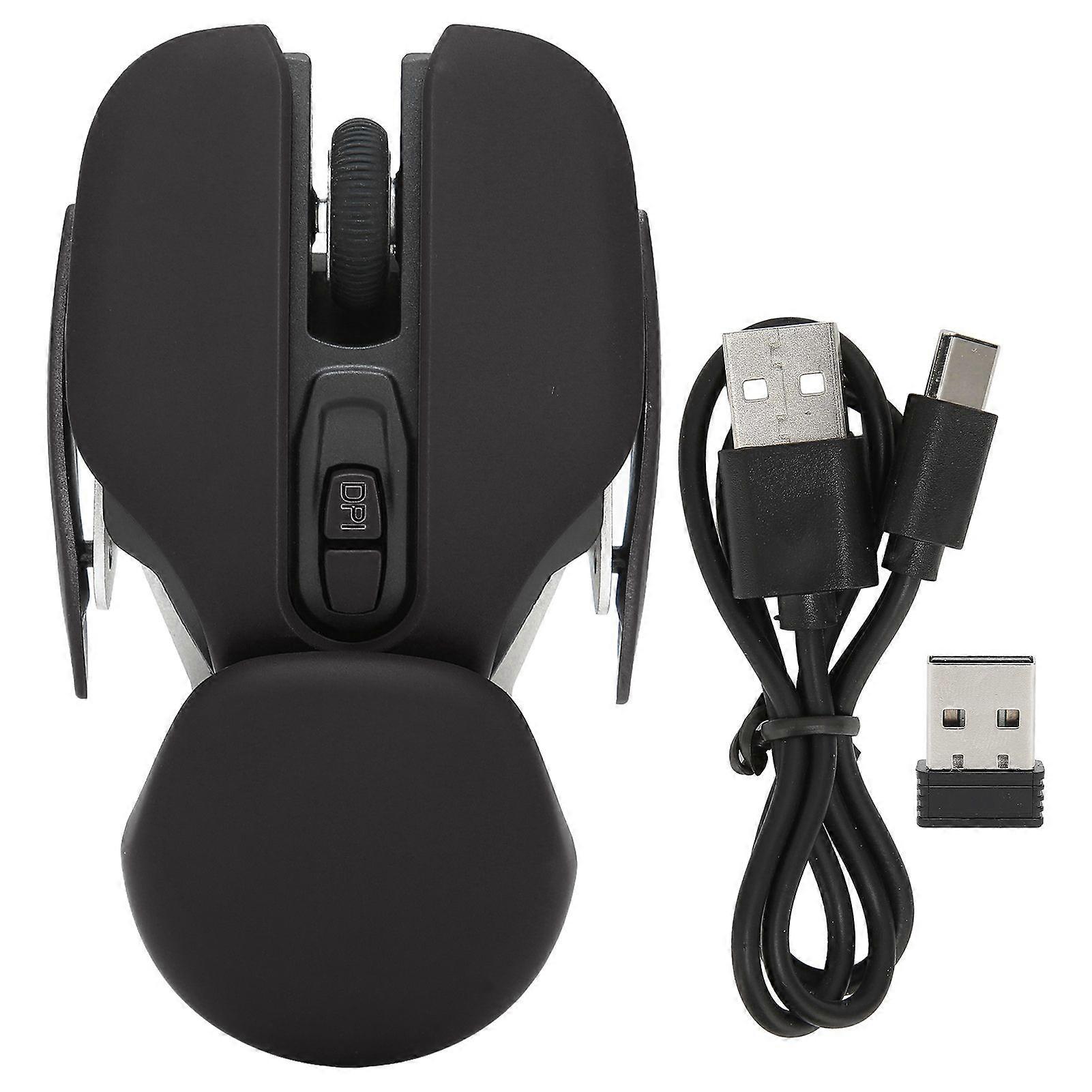 Ergonomic Wireless Mouse Inbuilt Battery Adjustable DPI Electroplating Process Integrated Design Gaming MouseBlack