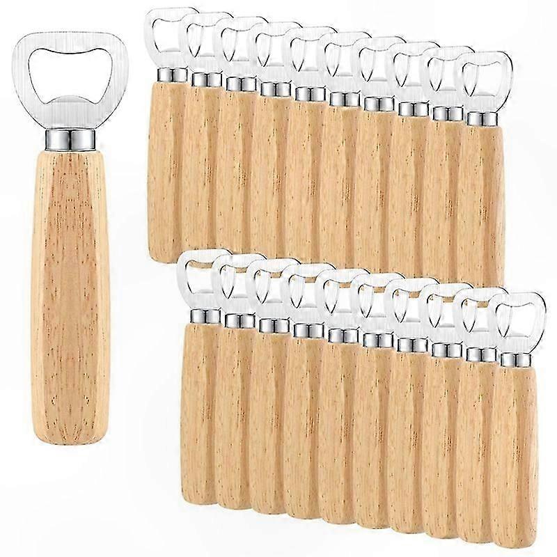 20-Pack Durable Metal Bottle Opener for Beer, Cider, and Wine with Wooden Handle