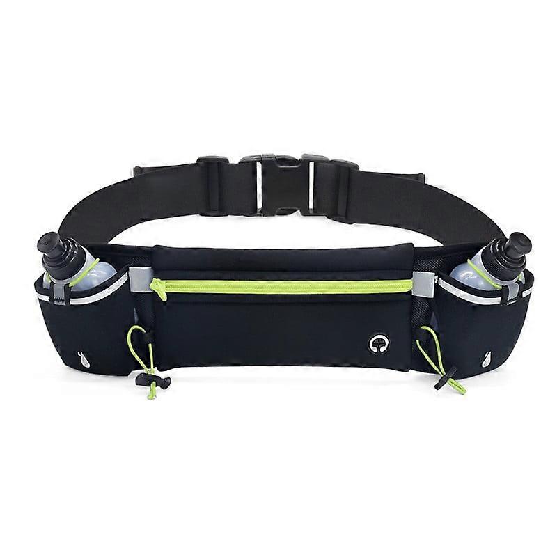 Running Belt with Water Bottles, Hydration Waist Pack Compatible with Phones, for Running Hiking Climbing - Green A