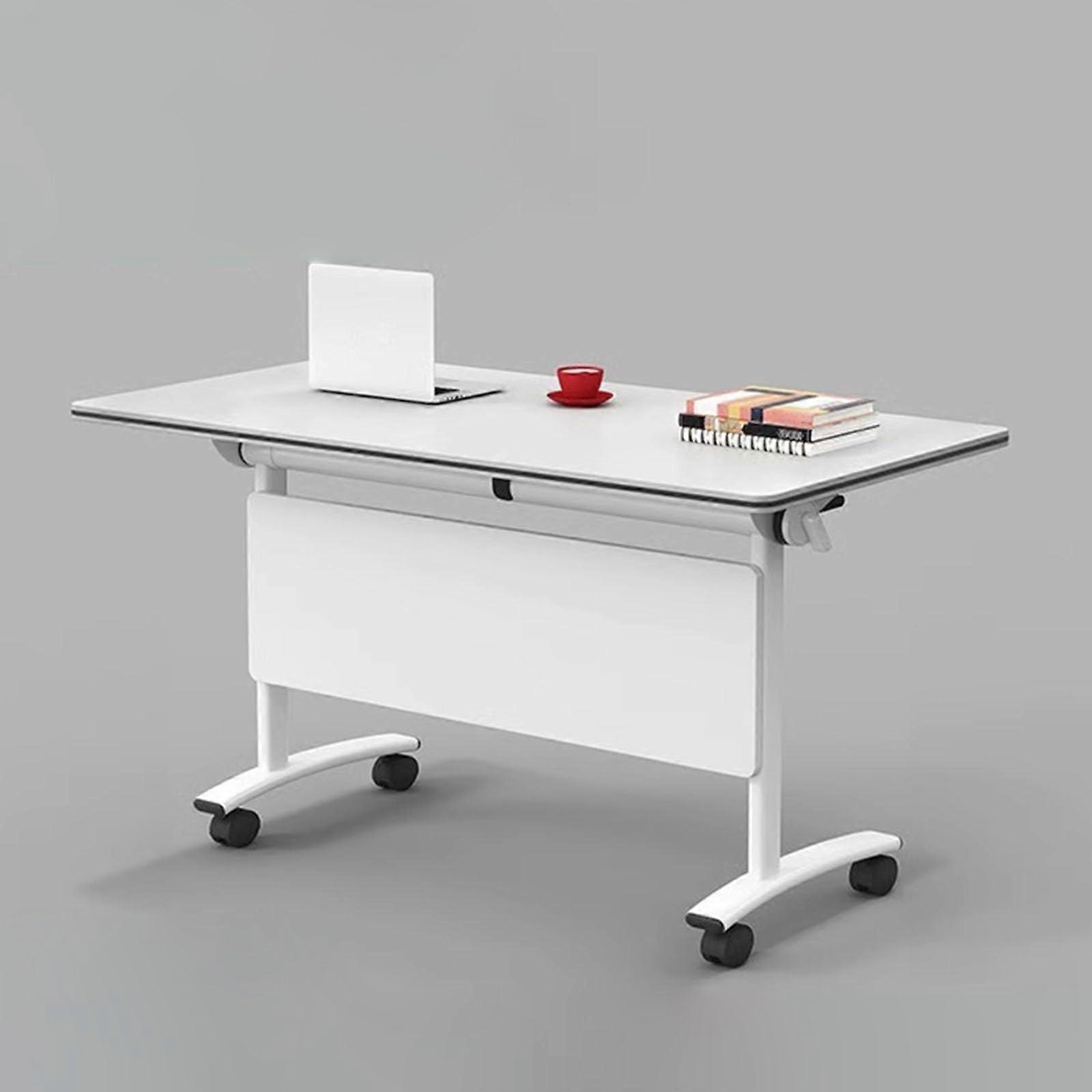 Large Folding Conference Table With Silent Wheels, 55x24x30in, 140x60x75cm, Foldable Office Meeting Table