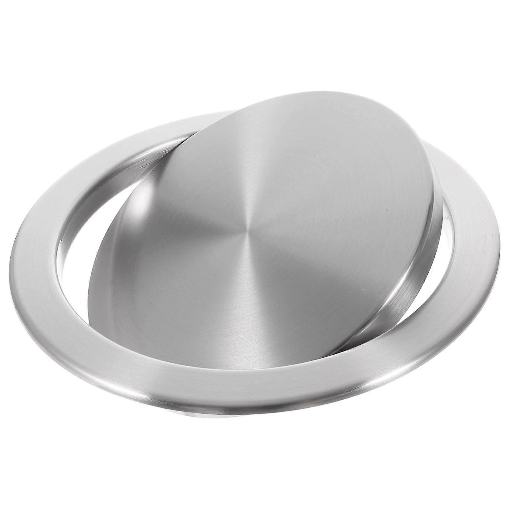 Stainless Steel Built-In Kitchen Bin with Flap Cover, 4L Round Rubbish Bin for Counter, Silver Lid, Mounting Plate Included